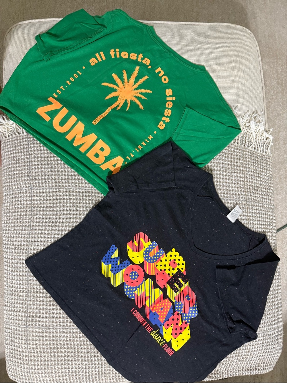 Zumba Fitness Green Palm & Black Graphic Crop Tank Tops